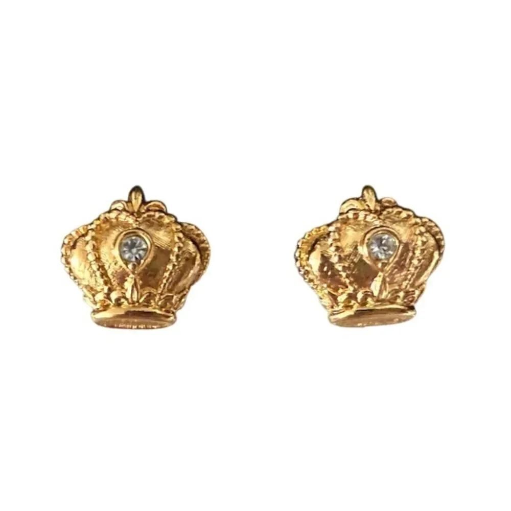 Vintage 1989 Avon Regal Crown Clip on Earrings .5"
